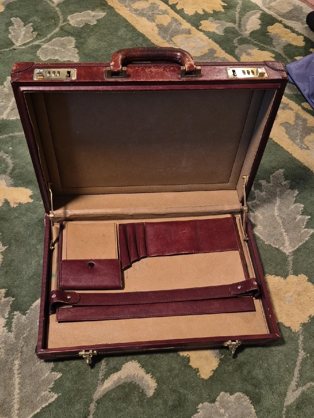 Tumi Burgundy Leather Men's Briefcase with Gold Hardware